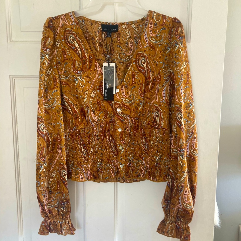 LucyParis Smocked Shirt NWT